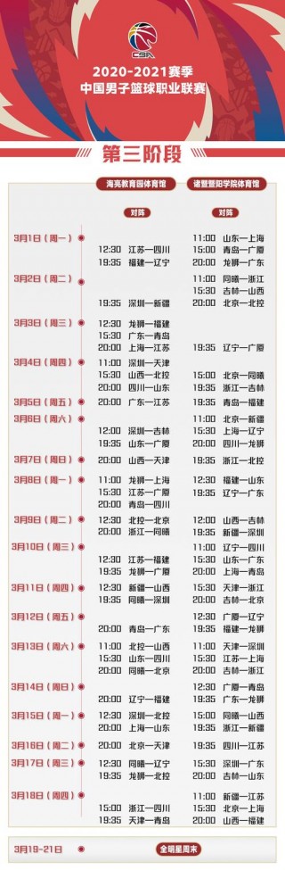 cba全部赛程表(cba全部赛程表图片高清)
