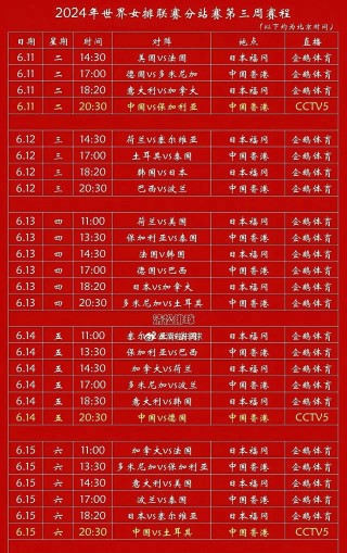 女排世界杯联赛赛程(女排世界杯联赛赛程表)