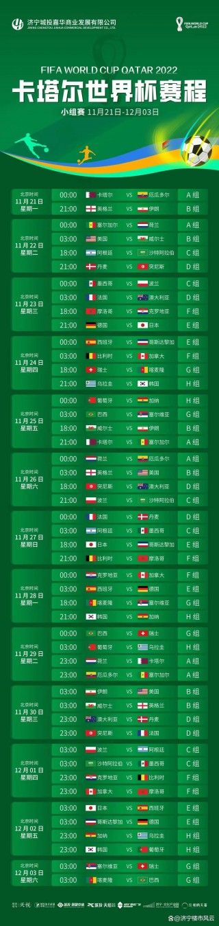 世界杯2022赛程表(世界杯2022赛程表比分结果)