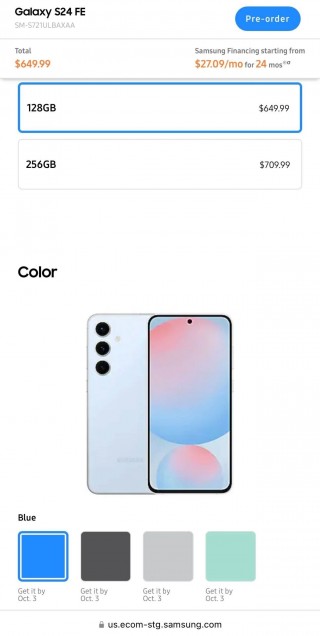 Galaxy S24 FE 手机、Galaxy Tab S10 Plus / Ultra 平板三星美国官网偷跑，售价曝光