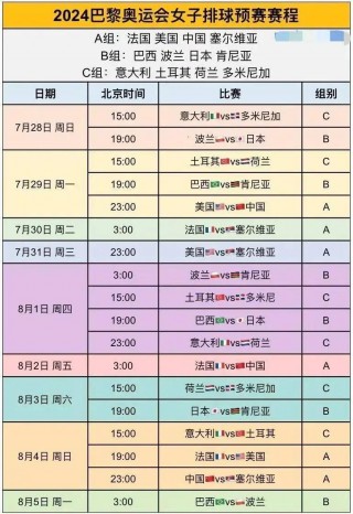 女排比赛日程表最新2023(女排比赛日程表最新2024年)