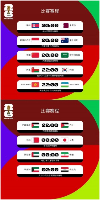 中国队世预赛赛程表(中国队世预赛赛程表时间)