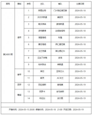 足球彩票14场胜负对阵表(足球彩票14场胜负对阵表查询)
