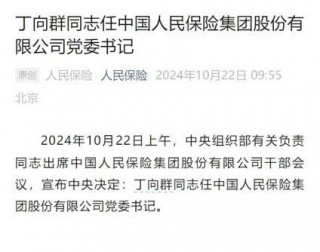 中国人保官宣首位女性一把手！中央委员丁向群调任集团党委书记，曾任中国太平副总裁