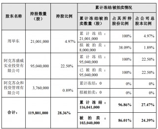 ST浩源：控股股东一致行动人9504万股被司法拍卖 或导致公司易主