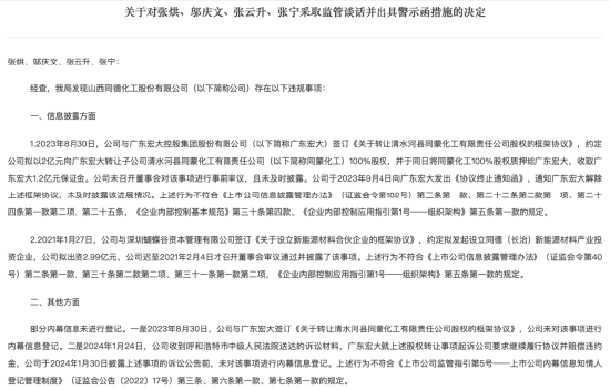 因信息披露及内幕信息管理违规 同德化工被警示并责令改正  第2张